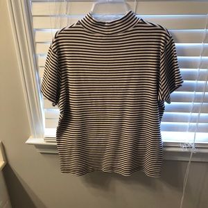 mock neck striped blouse